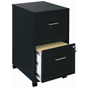 pemberly row 2 drawer metal mobile file cabinet in black