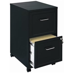 Pemberly Row 2 Drawer Metal Mobile File Cabinet in Black