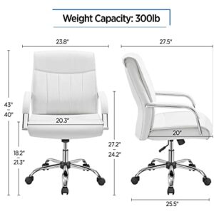 Yaheetech High Back Office Desk Task Chair Executive Conference Leather Chair Ergonomic Managerial Chair Big and Tall Swivel Chair w/Lumbar Support, Padded Armrests, Wide Seat, White