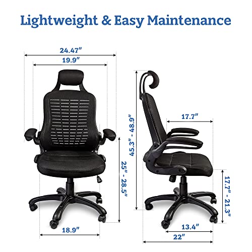 Halter Ergonomic Office Chair with Headrest Lumbar Support Mesh Office Chair with Wheels Black