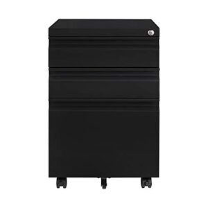 fesbos 3 drawers vertical file cabinet, mobile filling cabinet with lock for legal/letter size, pre-built office storage file cabinet with wheels under desk