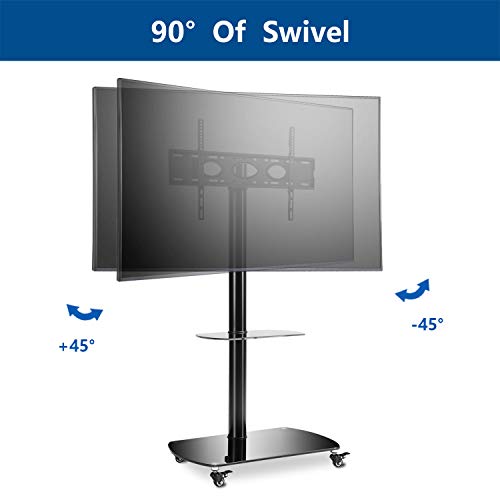 Rfiver Universal Swivel Mobile TV Stand Rolling Cart for 32-75 Inch Flat Screen TV Monitor, Tall TV Stand with Mount and Wheels Portable for Home Office, Max Vesa 600x400 mm