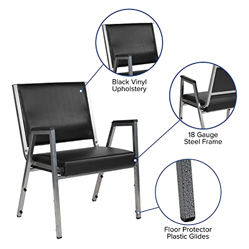 EMMA + OLIVER 1000 lb. Rated Black Antimicrobial Vinyl Bariatric Medical Reception Arm Chair