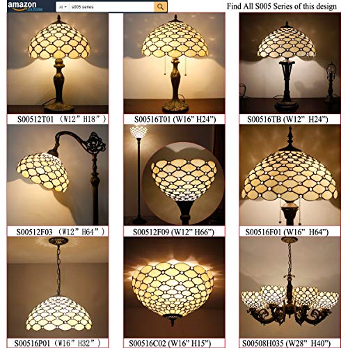 WERFACTORY Tiffany Floor Lamp Cream Amber Stained Glass Bead Arched Lamp 12X18X64 Inch Gooseneck Adjustable Corner Standing Reading Light Decor Bedroom Living Room S005 Series