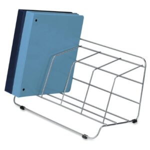 fellowes catalog rack, 4 compartment, wire, silver (1040201)