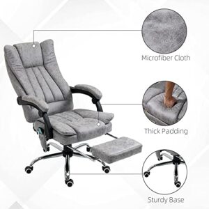 Vinsetto Microfiber Office Chair, High Back Computer Chair with 6 Point Massage, Heat, Adjustable Height and Retractable Footrest, Grey