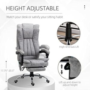 Vinsetto Microfiber Office Chair, High Back Computer Chair with 6 Point Massage, Heat, Adjustable Height and Retractable Footrest, Grey