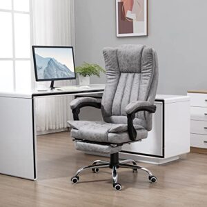 Vinsetto Microfiber Office Chair, High Back Computer Chair with 6 Point Massage, Heat, Adjustable Height and Retractable Footrest, Grey