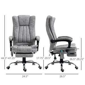 Vinsetto Microfiber Office Chair, High Back Computer Chair with 6 Point Massage, Heat, Adjustable Height and Retractable Footrest, Grey