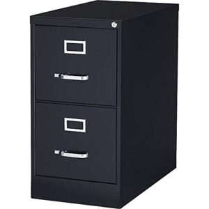 lorell 2-drawer vertical file with lock, 15 by 25 by 28-3/8-inch, black