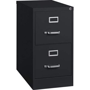 Lorell 2-Drawer Vertical File with Lock, 15 by 25 by 28-3/8-Inch, Black
