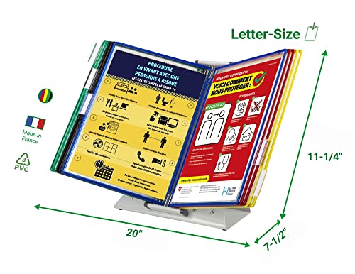 Tarifold Desktop Reference System With 10 Display Pockets, Assorted Colors, 20 Sheet Capacity (D291)