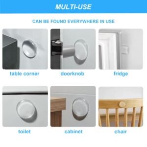 4 Pcs Door Knob Wall Protector, Clear Elastic Round Wall Protectors from Door Knobs, Reusable & Washable, Quiet, Strong Self Adhesive Rubber Bumper for Home & Office