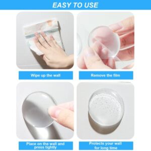 4 Pcs Door Knob Wall Protector, Clear Elastic Round Wall Protectors from Door Knobs, Reusable & Washable, Quiet, Strong Self Adhesive Rubber Bumper for Home & Office