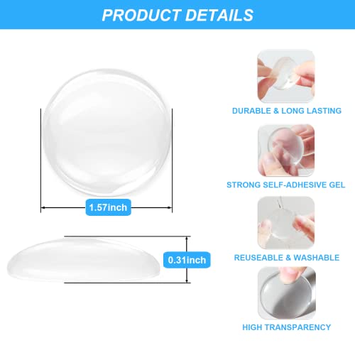 4 Pcs Door Knob Wall Protector, Clear Elastic Round Wall Protectors from Door Knobs, Reusable & Washable, Quiet, Strong Self Adhesive Rubber Bumper for Home & Office