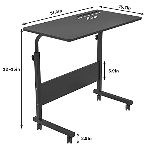 sogesfurniture Mobile Side Table 31.4 inches Tablet Slot & Wheels Mobile Laptop Computer Desk Adjustable Movable Laptop Computer Stand for Bed Sofa,Oak Color