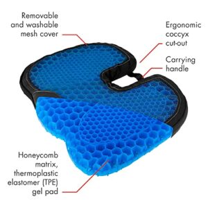 HEALTHMATE IN9115 Comfy Gel Coccyx Cushion Gel Seat Cushion for Long Sitting for Back, Sciatica and Tailbone Pain Relief, for Office Chair, Car, Wheelchair, Long Trips