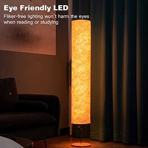 YIEONSHION Soft Light Floor Lamp, 60" Simple Design Morden Slim Warm Light 3000K LED Tyvek Fabric Shade Standing Lamp for Living Room Bedroom Game Room (L/60inch, RGB Remote)