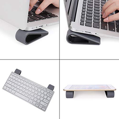 MOSISO 4 Pack Laptop Stands, Portable Lightweight Non-Slip Silicone Desk Riser Durable Flatform Kickstand Holder Compact Hollow Design Elevation for All Notebook, Keyboard, Tablet, Gray