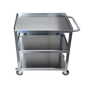 amgood stainless steel utility cart | 21″ wide x 33″ long x 33″ high | 3 shelf metal utility cart on wheels with handle | for home & business use