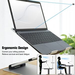 Winunite Silver Adjustable Laptop Stand for Desk Compatible with MacBook Laptops 10 15 17 inches Ergonomic Sit to Stand Portable Laptop Holder Convertor Fits for All Laptops Tablets 11-17"