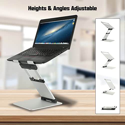 Winunite Silver Adjustable Laptop Stand for Desk Compatible with MacBook Laptops 10 15 17 inches Ergonomic Sit to Stand Portable Laptop Holder Convertor Fits for All Laptops Tablets 11-17"