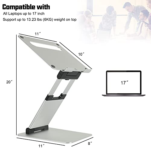 Winunite Silver Adjustable Laptop Stand for Desk Compatible with MacBook Laptops 10 15 17 inches Ergonomic Sit to Stand Portable Laptop Holder Convertor Fits for All Laptops Tablets 11-17"