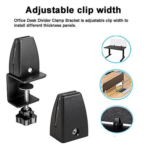 4PCS Sneeze Guard Partition Clamp Adjustable Plexiglass Divider Support Clamps,C Clamp Base Partition Clamp,Sneeze Guard Clamps for Desk Privacy Panel