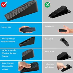 Large Rubber Door Stopper 2 Packs Heavy Duty Wedge Sturdy and Stackable Door Stop, Fit for Gaps up to 2.0 Inches ，Non-Scratching Doorstops Special for Home Office School Heavy Door (Black)