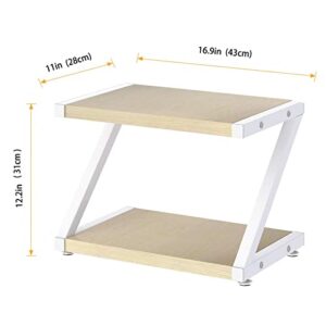 Olighan Desktop Printer Stand, Printer Stand with Storage ,Printer Shelf for Desk with Anti-Skid Pads Adjustable Feet,2Double Tiers Organizer Multi-Purpose Printer Rack for Home Office(Light Wood)