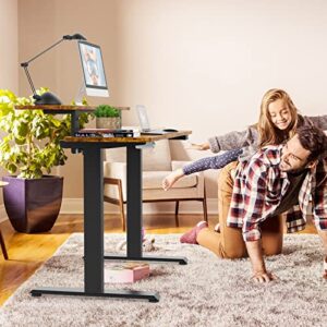 JOY worker Dual Tier Electric Standing Desk, 48" Sit Stand Desk with Adjustable Shelf, 4-Gear Height Adjustable Stand Up Desk with Memory Function, Easy Assembly Standing Workstation for Home Office