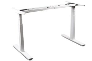 vwindesk vj201-s3 electric height adjustable sitting standing desk frame only/sit stand – dual motors 3 segment motorized desk base only,white