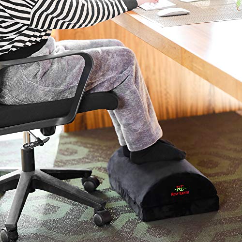 Rosy Earth Foot Rest Under The Table, Double-Layer Adjustable Height, Soft Flannel Cover High-Density Rebound Foam. Suitable for Home, Office, Travel, to Relieve Waist, Back, Fnee Pain (Black)