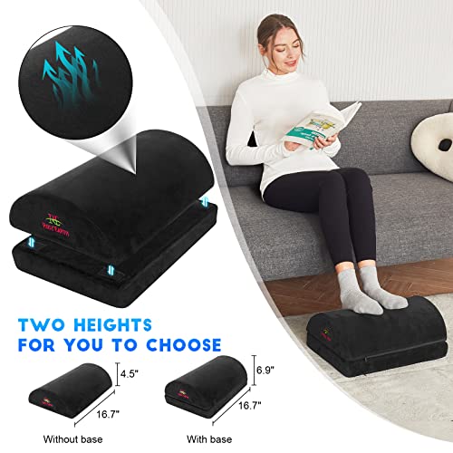 Rosy Earth Foot Rest Under The Table, Double-Layer Adjustable Height, Soft Flannel Cover High-Density Rebound Foam. Suitable for Home, Office, Travel, to Relieve Waist, Back, Fnee Pain (Black)