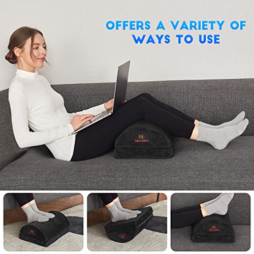 Rosy Earth Foot Rest Under The Table, Double-Layer Adjustable Height, Soft Flannel Cover High-Density Rebound Foam. Suitable for Home, Office, Travel, to Relieve Waist, Back, Fnee Pain (Black)