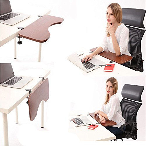 FUZADEL Ergonomic Desk Extender Clamp On Desk Extension Forearm Arm Rest Office Adjustable Mouse and Keyboard Tray Tilted Table Mount Armrest Shelf Stand Computer Elbow Arm Support Pad Under Desk