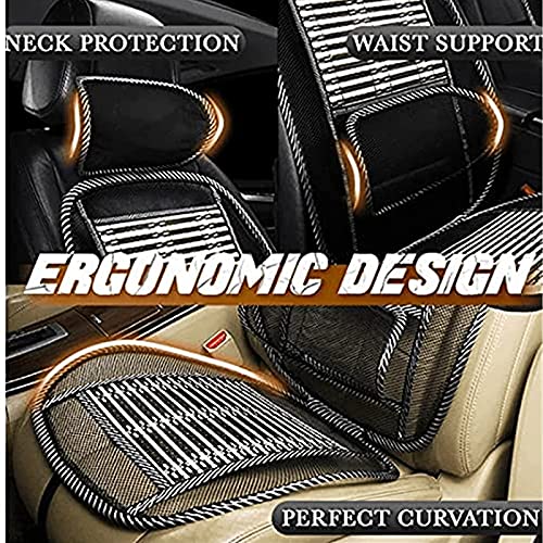 HACORO Ergonomic Bamboo Car Seat Pad, Mesh Lumbar Support Chair Back Support with Elastic Strap Back Rest for Office Chair/Car Seat/Back Pain Relief