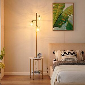 rosen garden tree floor lamp with table usb ports and wireless charging station, modern dimmable touch control floor lamp with 3-light for living room, bedroom & office