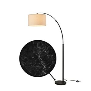 fenlo 75″ arc floor lamps for living room, marble standing lamp for bedroom, adjustable arched floor lamps, tall floor lamp for office, luxurious living room lamps, tall lamps for bedroom – finn black