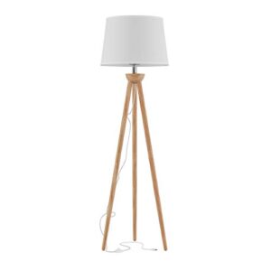 Lavish Home Tripod Floor Lamp – Mid-Century Modern Décor Light with LED Bulb and Natural Oak Wood Base – Bedroom, Living Room, or Office Lighting