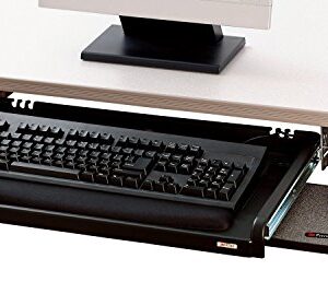 3M Adjustable Under-Desk Keyboard Drawer, Three Height Settings, Wide Tray with Gel Wrist Rest Accomodates Most Keyboards, Slide Out Mouse Platform with Precise Mouse Pad, Black (KD45)