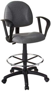 boss office products b1617-gy ergonomic works drafting chair with loop arms in grey