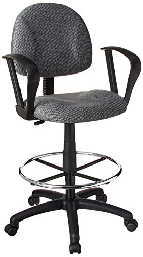 Boss Office Products B1617-GY Ergonomic Works Drafting Chair with Loop Arms in Grey