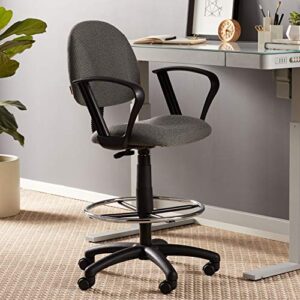 Boss Office Products B1617-GY Ergonomic Works Drafting Chair with Loop Arms in Grey