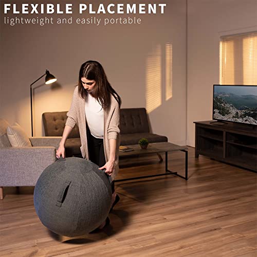 VIVO Premium Core Yoga Ball Chair with Handle and Fabric Cover, Sitting Ball, Ergonomic Posture Engagement, Flexible Seating for Home and Office, Gray, CHAIR-BL01G