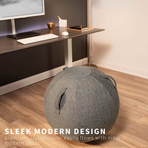 VIVO Premium Core Yoga Ball Chair with Handle and Fabric Cover, Sitting Ball, Ergonomic Posture Engagement, Flexible Seating for Home and Office, Gray, CHAIR-BL01G