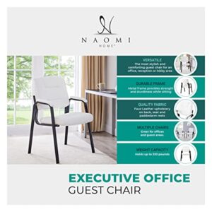 Naomi Home Conference Room Chairs, Heavy Duty Leather Executive Conference Table Chairs, Office Conference Chair, Conference Room Chair with Padded Arm Rest, Guest Chair Fixed-Back, Set of 2 - Gray
