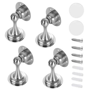 door stopper,4pack magnetic door stop,stainless steel magnetic door catch,3m double-sided adhesive tape no need to drill,brushed nickel screws for stronger mount,keep your door open(silver)