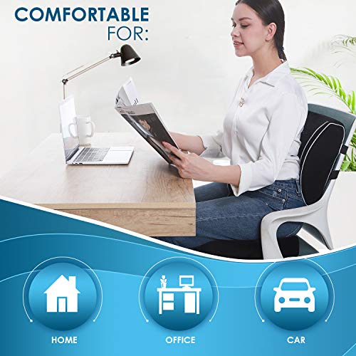 SUPA MODERN Seat Cushion for Office Chair, Gaming Chair Memory Foam Seat Cushion and Lumbar Support Pillow, 3D Breathable Mesh Lumbar Support for Wheelchair Home, Car Back Pillows (Ultra Soft VETVET)