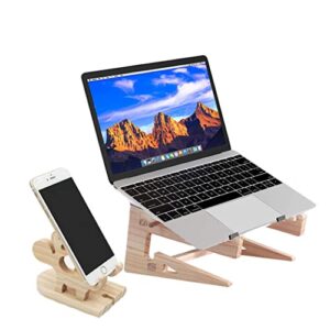laptop stand wood, small elk solid wood phone holder, vertical heightening stand,11-14inch compatible with apple macbook air mac pro and ipad pro, hp, dell, acer, toshiba, surface, lenovo etc